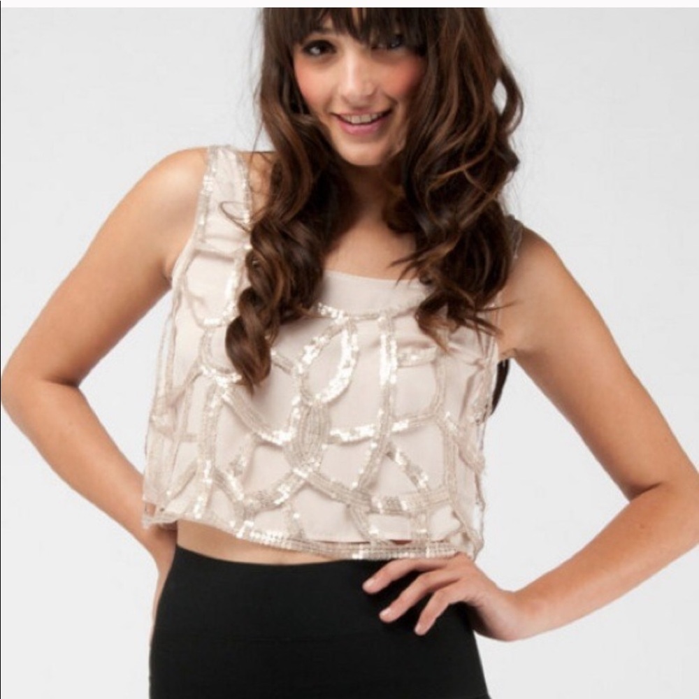 LAST CHANCE NWOT Lush Sequin Blush Crop Tank